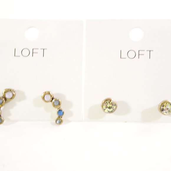 Ann Taylor LOFT Gold Solitaire Small Stud Earrings NWT 19.5 Ear Climbers NWT 24. - Picture 1 of 6